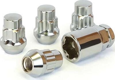 Болт секретный M12×1.25, ключ 17/19, 30/32, конус, хром, 1 ключ