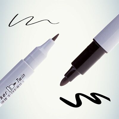 Noname 08-8401 Маркер перманентный двухсторонний Multi Marker Twin 2мм/1мм, черный, пулевидный Crown