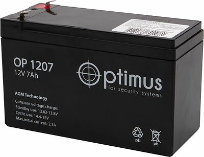 Noname 30-2070-4 Аккумулятор свинцово-кислотный BT 1207, 12В, 7Ач, срок службы 3 года
