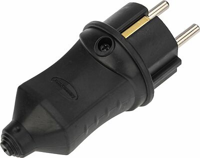PROconnect 111-001-4 Вилка влагозащищенная прямая 2P+PE, 230В, 16А, IP44, каучук, черная PROconnect