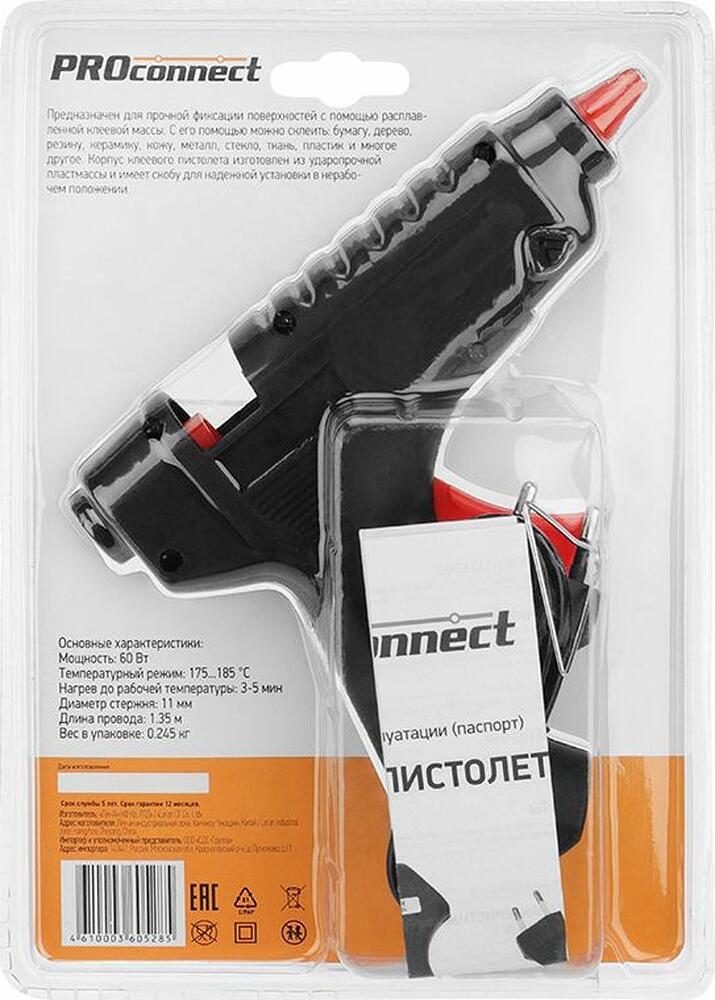 PROconnect 12-0104 Пистолет клеевой, 60Вт, Ø11мм, блистер PROconnect