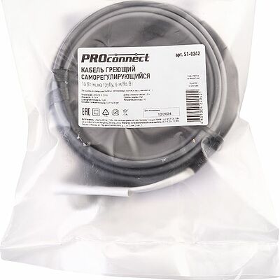 PROconnect 51-0242 Кабель греющий саморегулирующийся модель SRL 16Вт/м, на трубу, 6м/96Вт PROconnect