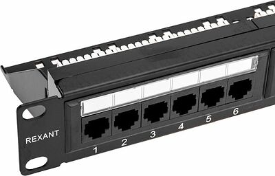 REXANT 02-0031 Панель коммутационная с кабельным органайзером 19 quot;, 1U, 24 порта, UTP, RJ-45, CAT 5e REXANT PRO