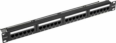 REXANT 02-0031 Панель коммутационная с кабельным органайзером 19 quot;, 1U, 24 порта, UTP, RJ-45, CAT 5e REXANT PRO