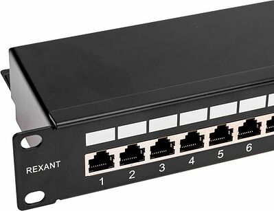 REXANT 02-0041 Панель коммутационная 19 quot;, 1U, 24 порта, STP, RJ-45, CAT 5e REXANT PRO