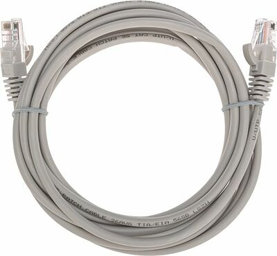 REXANT 02-0100-3 Патч-корд U/UTP, CAT 5e, RJ45-RJ45, 26AWG, LSZH, серый, 3м REXANT
