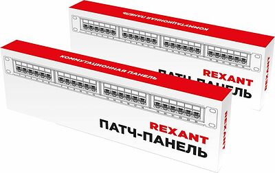 REXANT 02-0232 Панель коммутационная с кабельными органайзерами 19 quot;, 2U, 48 портов, RJ-45, CAT 6, UTP REXANT PRO