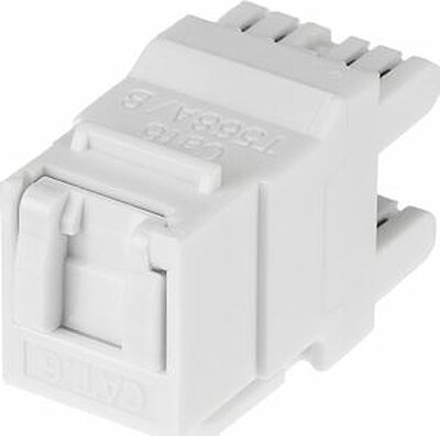 REXANT 02-0254-1 Модуль Keystone Jack RJ-45(8P8C), UTP неэкранированный, CAT 6, тип 180 градусов, с пылезащитной шторкой, белый REXANT PRO