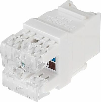 REXANT 02-0254-1 Модуль Keystone Jack RJ-45(8P8C), UTP неэкранированный, CAT 6, тип 180 градусов, с пылезащитной шторкой, белый REXANT PRO