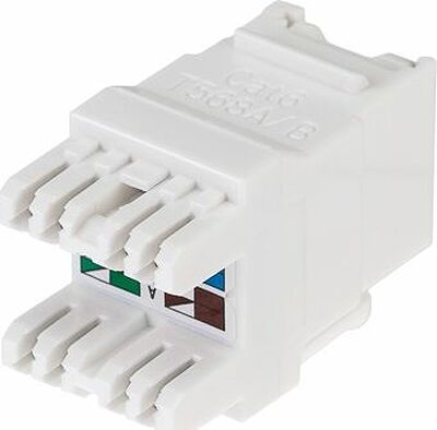 REXANT 02-0254-1 Модуль Keystone Jack RJ-45(8P8C), UTP неэкранированный, CAT 6, тип 180 градусов, с пылезащитной шторкой, белый REXANT PRO