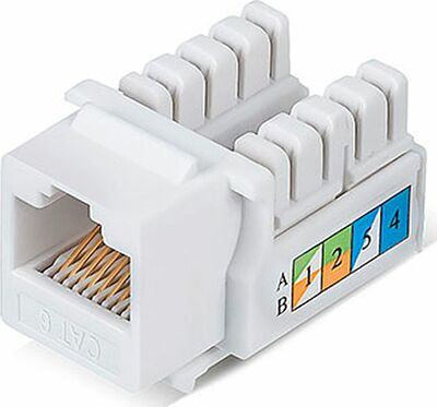 REXANT 02-0254 Модуль Keystone Jack RJ-45(8P8C), UTP неэкранированный, CAT 6, тип 90 градусов, белый REXANT PRO