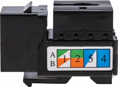 REXANT 02-0255 Модуль Keystone Jack RJ-45(8P8C), UTP неэкранированный, CAT 6, тип 90 градусов, черный REXANT PRO
