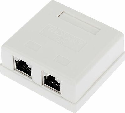 REXANT 03-0146 Розетка компьютерная внешняя, 2-порта FTP RJ-45 (8P8C), CAT 6 REXANT