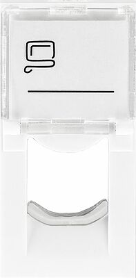 REXANT 03-0160 Вставка Mosaic 22,5x45, на 1 порт с прозрачной шторкой и увеличенным окном маркировки, белая