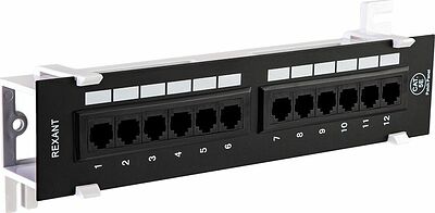 REXANT 04-0020 Панель коммутационная настенная, 12 портов, UTP, RJ-45, CAT 5e REXANT