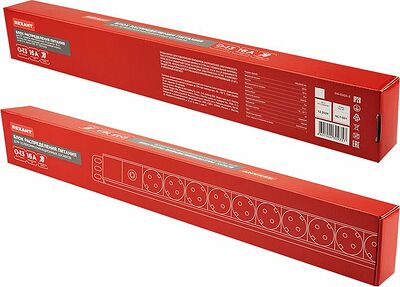 REXANT 04-0205-2 Блок распределения питания для 19 quot; шкафов, вертикальный, 13 розеток СЕЕ 7/4, 16A, фильтр, без выкл, алюм корп, шнур 2м, вилка СЕЕ 7/7 REXANT