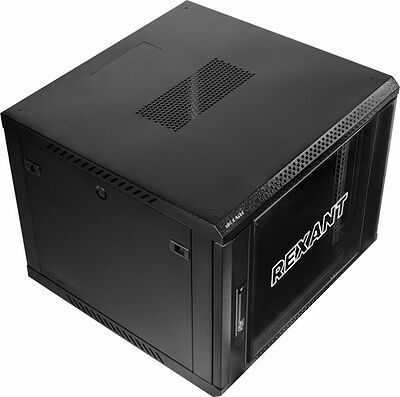 REXANT 04-0966-112 Настенный шкаф 19 quot; 9U 600×600×501 (ШxГxВ), дверь стекло, металлическая задняя стенка, боковые съемные стенки, RAL 9005 REXANT