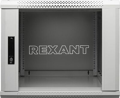 REXANT 04-1266-111 Настенный шкаф 19 quot; 12U 600×600×635 (ШxГxВ), дверь стекло, металлическая задняя стенка, боковые съемные стенки, RAL 7035 REXANT