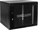 REXANT 04-1266-112 Настенный шкаф 19 quot; 12U 600×600×635 (ШxГxВ), дверь стекло, металлическая задняя стенка, боковые съемные стенки, RAL 9005 REXANT