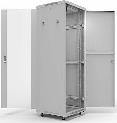 REXANT 04-2315 Шкаф напольный 19 quot; 22U 600х1000мм, передняя дверь стекло, задняя дверь металл, RAL 7035 REXANT