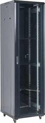 REXANT 04-3766-212 Напольный шкаф 19 quot; 37U 600×600×1832 (ШxГxВ), дверь стекло, металлическая задняя дверь, боковые съемные стенки, RAL 9005 REXANT