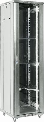 REXANT 04-4268-211 Напольный шкаф 19 quot; 42U 600×800×2054 (ШxГxВ), дверь стекло, металлическая задняя дверь, боковые съемные стенки, RAL 7035 REXANT