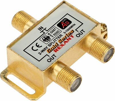 REXANT 05-6101-1 Делитель ТВх2 под F-разъем, 5-1000МГц, Gold (3 F-разъема в комплекте) REXANT