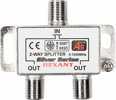 REXANT 05-6101 Делитель ТВx2 под F-разъем, 5-1000МГц, Silver (3 F-разъема в комплекте) REXANT