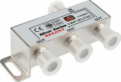 REXANT 05-6102 Делитель ТВх3 под F-разъем, 5-1000МГц, Silver (4 F-разъема в комплекте) REXANT