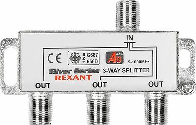 REXANT 05-6102 Делитель ТВх3 под F-разъем, 5-1000МГц, Silver (4 F-разъема в комплекте) REXANT