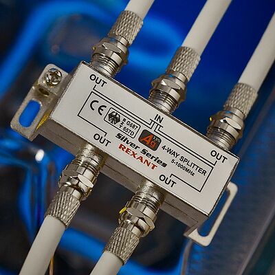 REXANT 05-6103 Делитель ТВх4 под F-разъем, 5-1000МГц, Silver (5 F-разъемов в комплекте) REXANT
