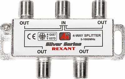 REXANT 05-6103 Делитель ТВх4 под F-разъем, 5-1000МГц, Silver (5 F-разъемов в комплекте) REXANT