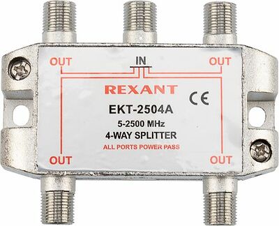 REXANT 05-6203 Делитель ТВх4 под F-разъем, 5-2500МГц СПУТНИК REXANT