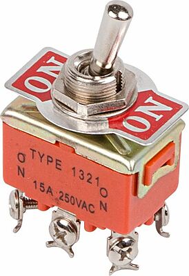 REXANT 06-0327-B Тумблер 250V 15А (6c) ON-ON двухполюсный (KN-202) REXANT (в упак. 1шт.)