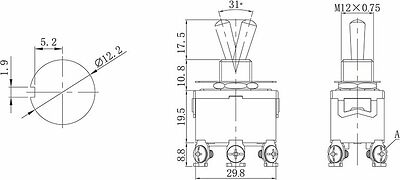 REXANT 06-0327-B Тумблер 250V 15А (6c) ON-ON двухполюсный (KN-202) REXANT (в упак. 1шт.)