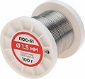REXANT 09-3122 Припой без канифоли ПОС-61, 100г, Ø1,5мм, (олово 61%, свинец 39%), катушка REXANT