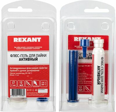 REXANT 09-3680 Флюс-гель для пайки, АКТИВНЫЙ, 12мл, техно-шприц, блистер REXANT 