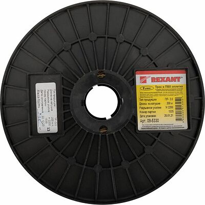 REXANT 09-5330 Трос стальной в ПВХ оплетке d=3,0мм, прозрачный (бухта 200м) REXANT