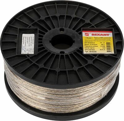 REXANT 09-5330 Трос стальной в ПВХ оплетке d=3,0мм, прозрачный (бухта 200м) REXANT