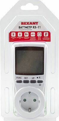 REXANT 10-6100 Ваттметр с подсветкой RX-11 вертикальный 2х тарифный 16А REXANT