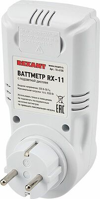 REXANT 10-6100 Ваттметр с подсветкой RX-11 вертикальный 2х тарифный 16А REXANT