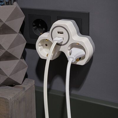 REXANT 11-1089 Двойник электрический 16А с/з и защитными шторками + 2 USB порта, 2,4 А, белый REXANT 