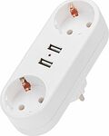 REXANT 11-1090 Двойник электрический линейный 16А с/з + 2 USB-порта, 2,4 А, белый REXANT