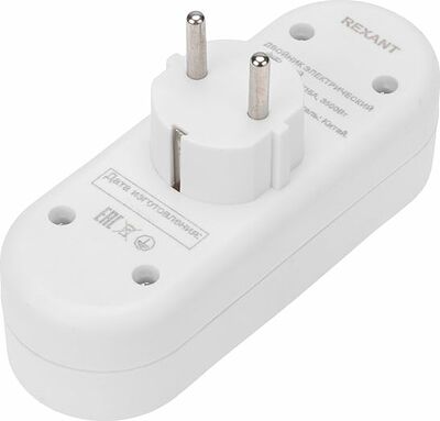 REXANT 11-1090 Двойник электрический линейный 16А с/з + 2 USB-порта, 2,4 А, белый REXANT