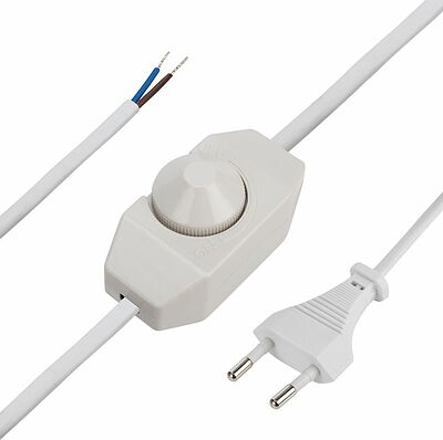REXANT 11-1139 Шнур сетевой с диммером, 2х0,75 мм² 2м белый REXANT