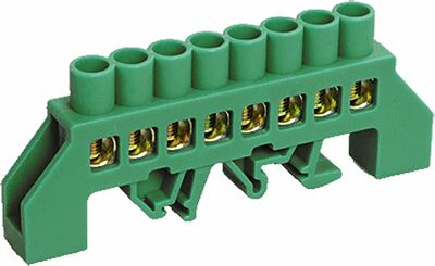 REXANT 11-2307 Шина PE «земля» в комбинированном зеленом изоляторе на DIN-рейку 6x9мм 8 групп REXANT 