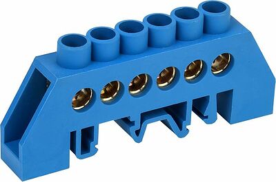 REXANT 11-2312 Шина «N» нулевая в комбинированном синем изоляторе на DIN-рейку 8x12мм 6 групп REXANT 