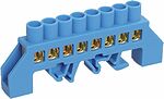 REXANT 11-2314 Шина «N» нулевая в комбинированном синем изоляторе на DIN-рейку 8x12мм 8 групп REXANT