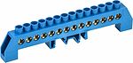 REXANT 11-2319 Шина «N» нулевая в комбинированном синем изоляторе на DIN-рейку 8x12мм 14 групп REXANT
