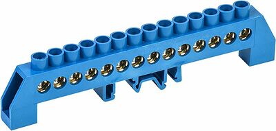 REXANT 11-2319 Шина «N» нулевая в комбинированном синем изоляторе на DIN-рейку 8x12мм 14 групп REXANT